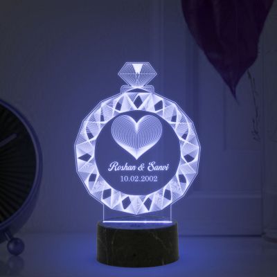 Personalized LED Table Lamp for Couples| Gift For Engagement Multicolored